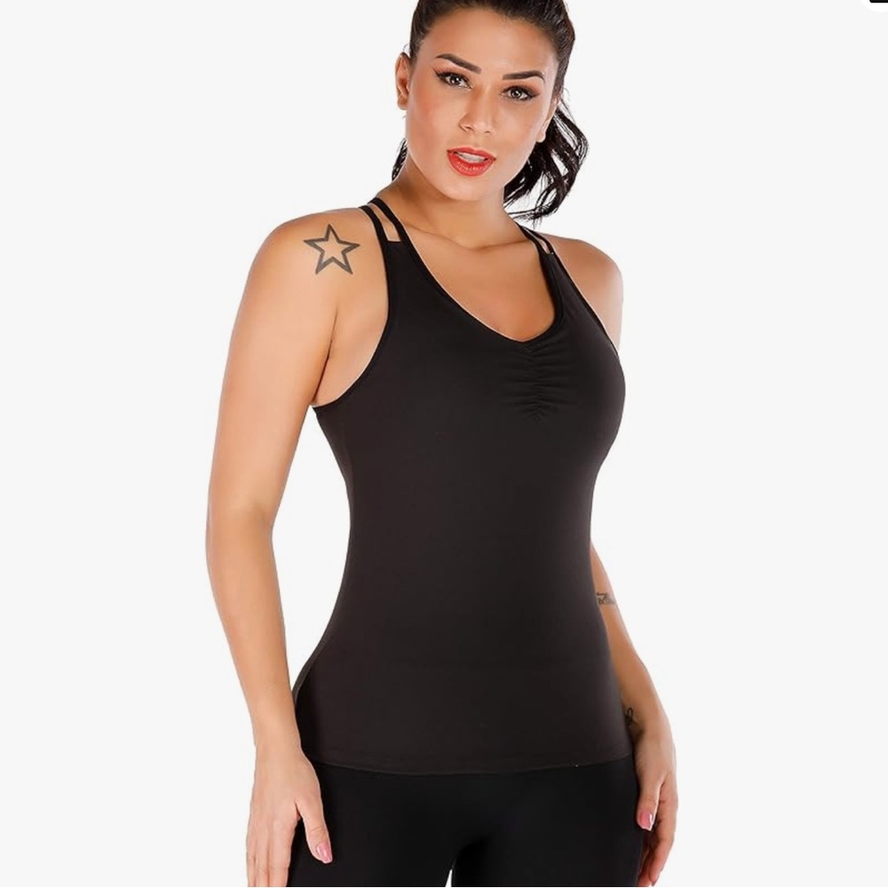 RUNNING GIRL Criss-Cross Strappy Yoga Bra Top - XL, Black